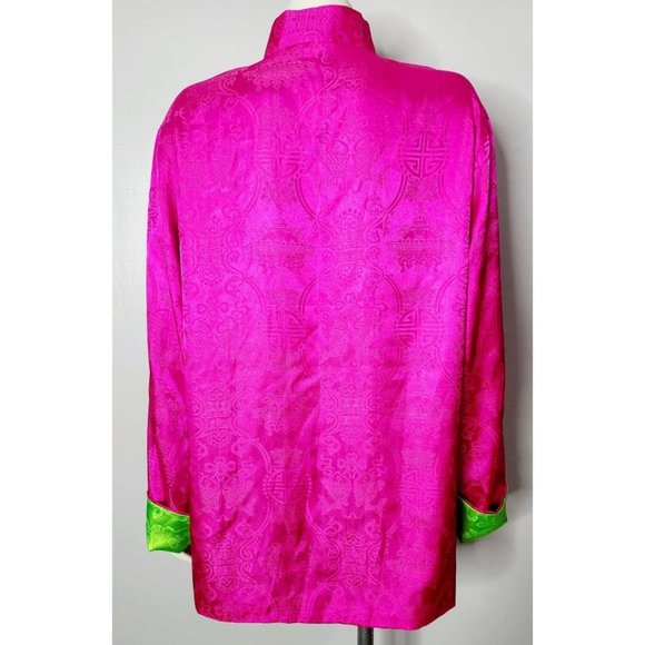 Vintage Asian Jacket, 90s Reversible Jacket, Pink and Green, Size XL - Picture 5 of 10